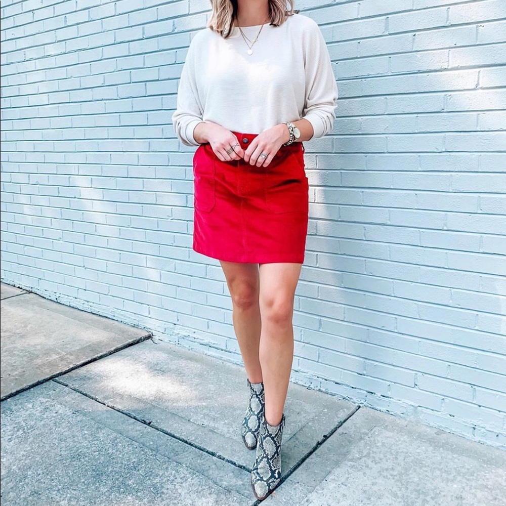 Old Navy red corduroy skirt